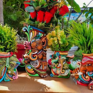 Ganesha Planter Set - Color: Multicolor